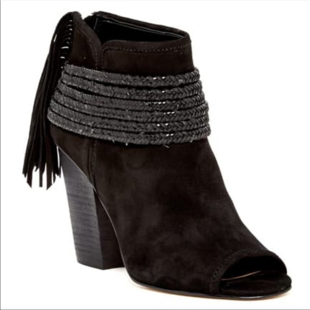 BCBGeneration Cinder Fringe Peep Toe Booties
